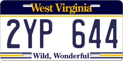 WV license plate 2YP644