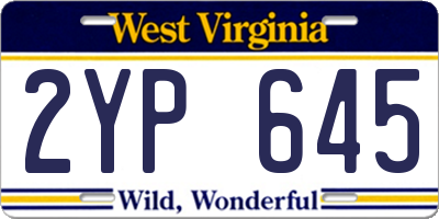 WV license plate 2YP645