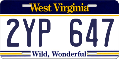 WV license plate 2YP647