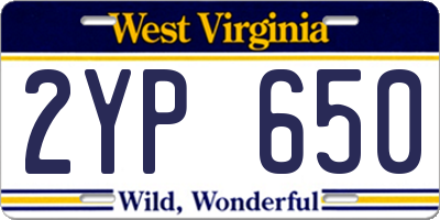 WV license plate 2YP650