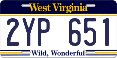 WV license plate 2YP651
