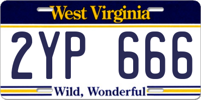 WV license plate 2YP666