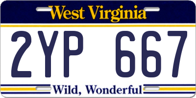 WV license plate 2YP667
