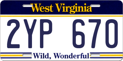 WV license plate 2YP670