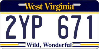 WV license plate 2YP671