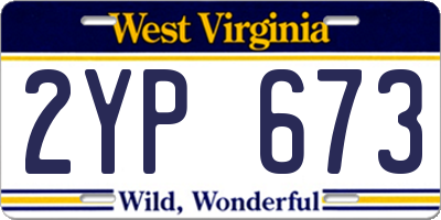 WV license plate 2YP673