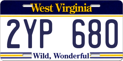 WV license plate 2YP680