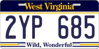 WV license plate 2YP685