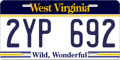 WV license plate 2YP692