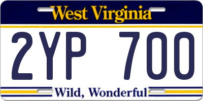 WV license plate 2YP700