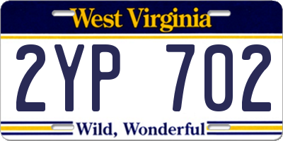 WV license plate 2YP702