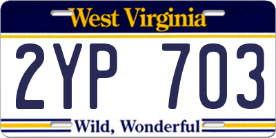 WV license plate 2YP703