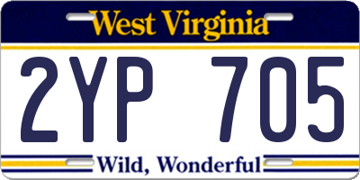 WV license plate 2YP705