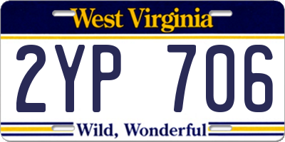 WV license plate 2YP706