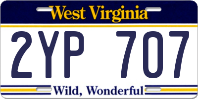 WV license plate 2YP707