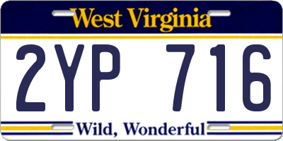 WV license plate 2YP716