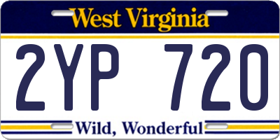 WV license plate 2YP720
