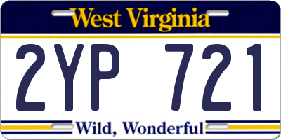 WV license plate 2YP721