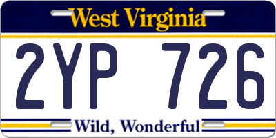 WV license plate 2YP726