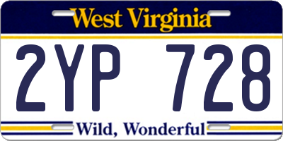 WV license plate 2YP728