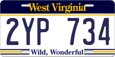 WV license plate 2YP734