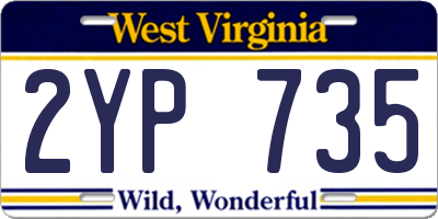 WV license plate 2YP735