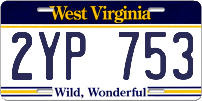 WV license plate 2YP753