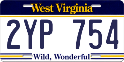 WV license plate 2YP754
