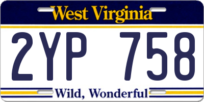WV license plate 2YP758