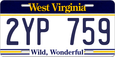 WV license plate 2YP759