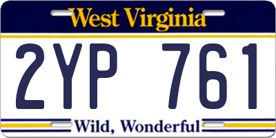 WV license plate 2YP761