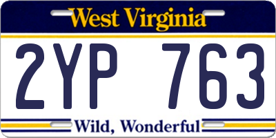WV license plate 2YP763