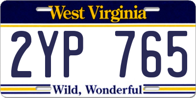 WV license plate 2YP765
