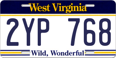 WV license plate 2YP768
