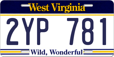 WV license plate 2YP781