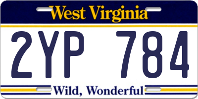 WV license plate 2YP784