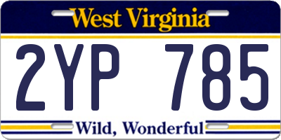 WV license plate 2YP785