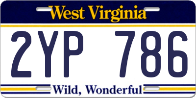 WV license plate 2YP786
