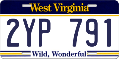WV license plate 2YP791