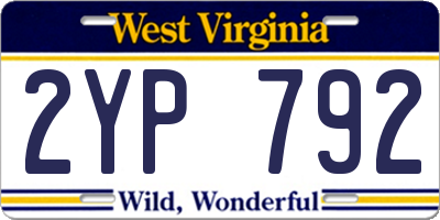 WV license plate 2YP792