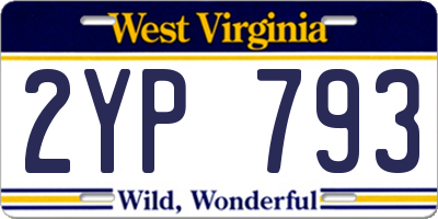 WV license plate 2YP793