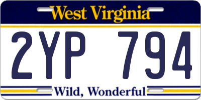 WV license plate 2YP794