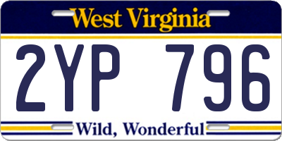 WV license plate 2YP796
