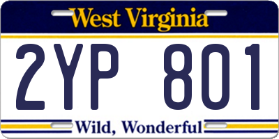WV license plate 2YP801