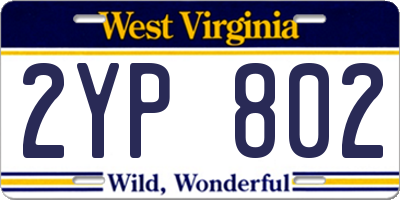 WV license plate 2YP802