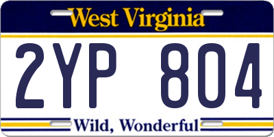 WV license plate 2YP804