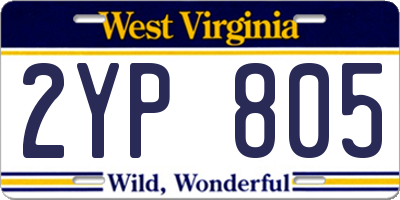WV license plate 2YP805