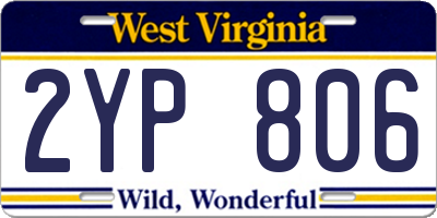 WV license plate 2YP806