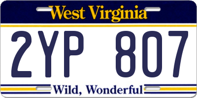 WV license plate 2YP807