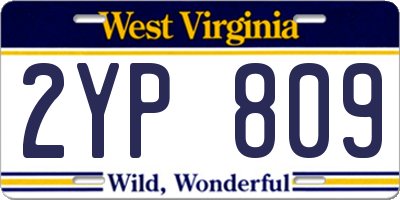 WV license plate 2YP809